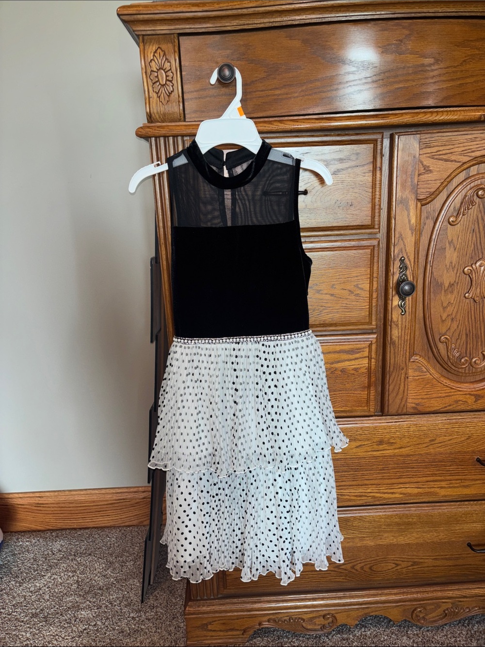 Speechless Black and White Polka Dot Tiered Dress